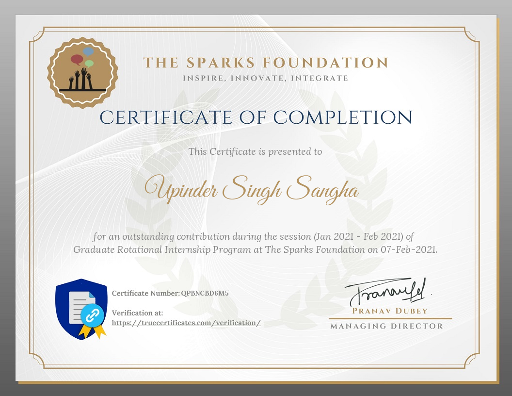 Sparks Foundation Internship